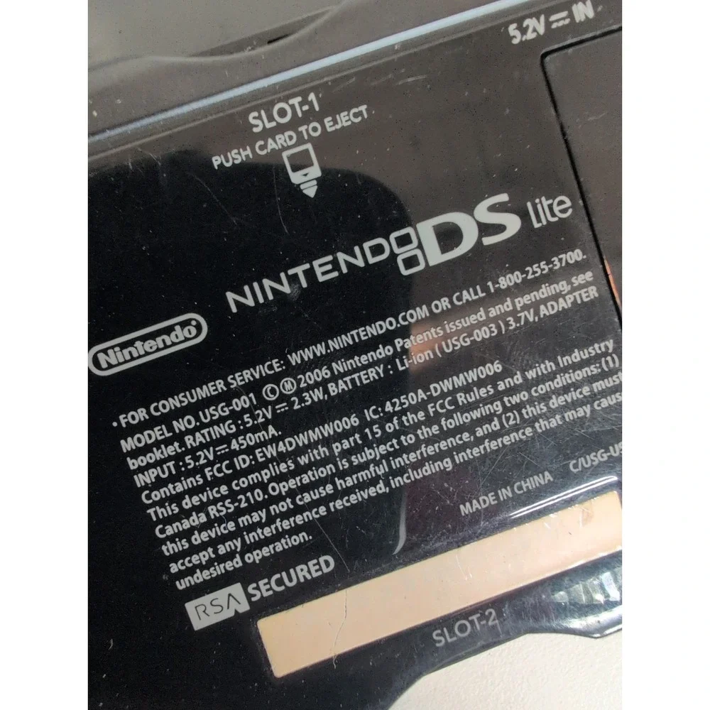 Nintendo DS Lite USG-001 Black Dual Screen Handheld Console NTSC-U/C Parts Only